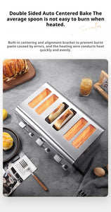 2250W High-Power 6-Slot Commercial Toaster – Quick 60-Second Toast, Stainless Steel