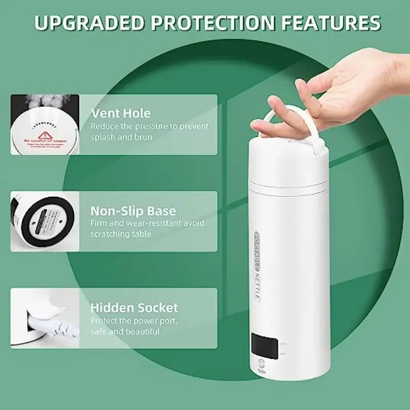 Portable Travel Electric Kettle – 500ml with LCD Display & Precise Temperature Control WHIMSICAL HOME OF CREATIONS
