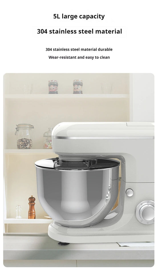 10L Chef Stainless Steel Electric Mixer – 1500W High Power with 6L Bowl & Splash-Proof Cover