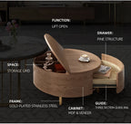 2-delige ronde koffietafel – Mid-eeuse moderne elegansie