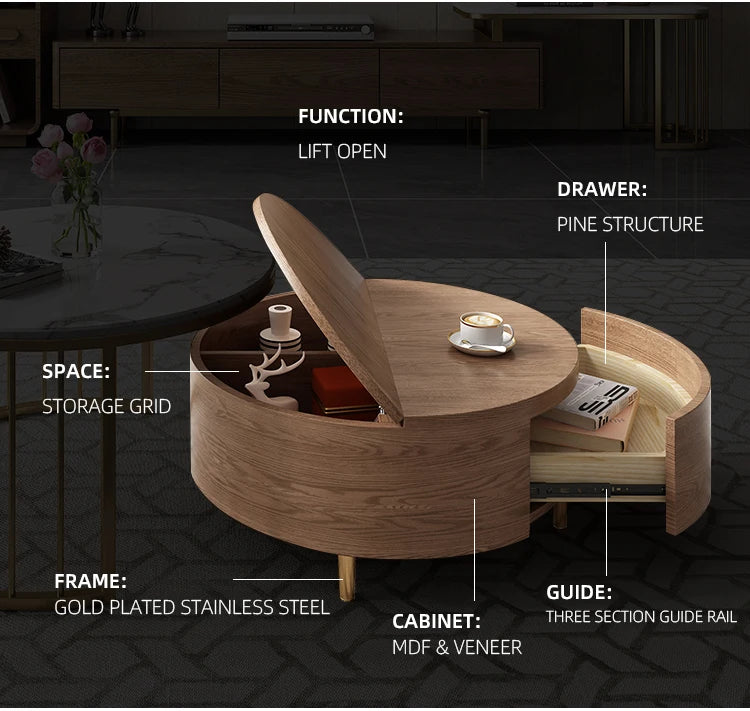 2-Piece Round Coffee Table – Mid-Century Modern Elegance