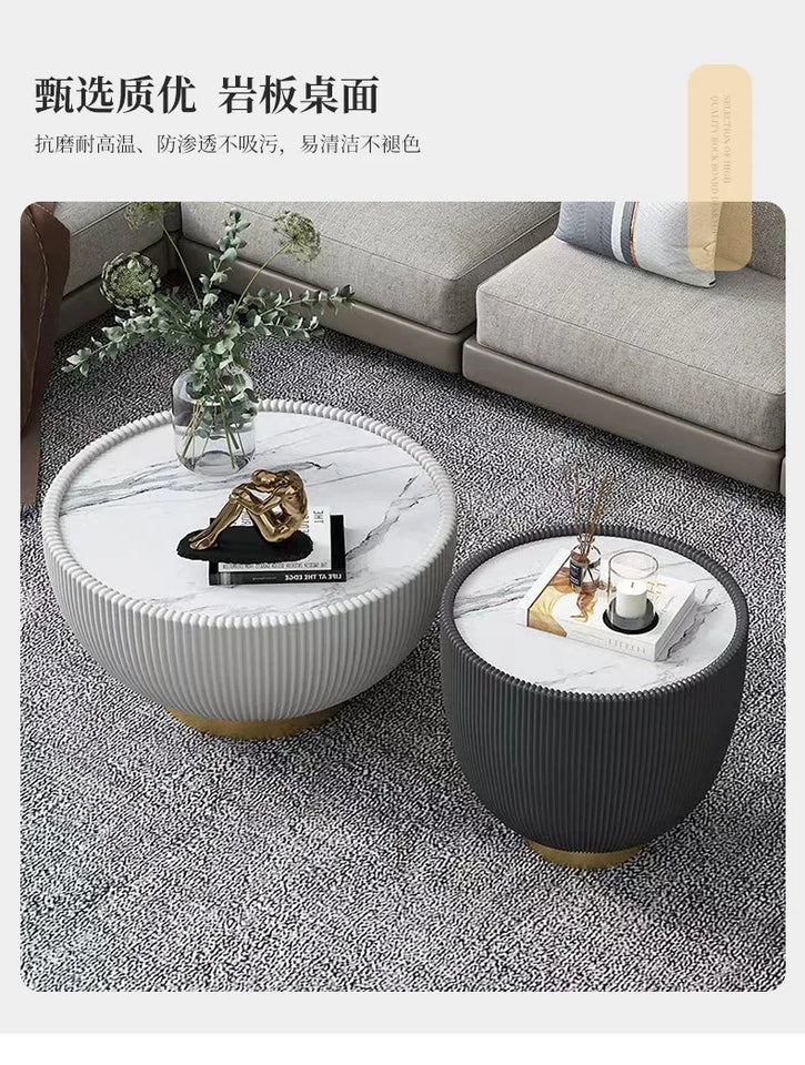 Modern Mid-Century Moroccan Marble-Top Coffee Table