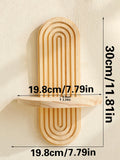 Geometric Wall Mounted Wooden  Shelves Natural Wood Finish