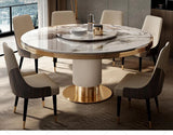 Luxury Round Marble Dining Table with Gold Frame 6-10 people