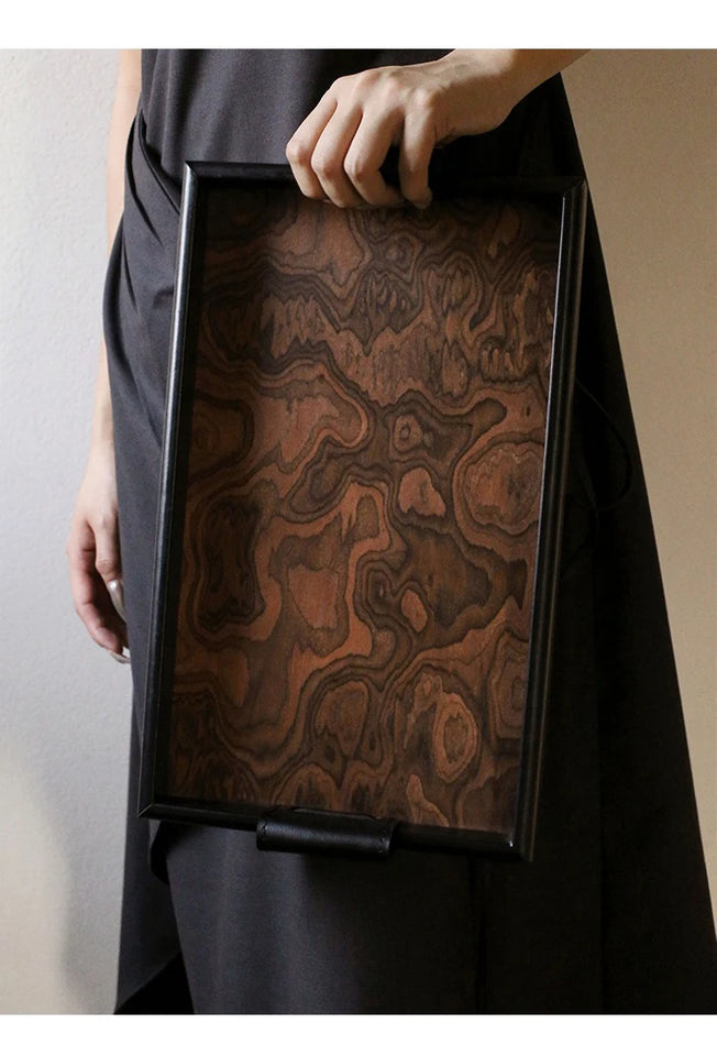 Solid Wood Decorative Serving Tray – Dark & Light Finish