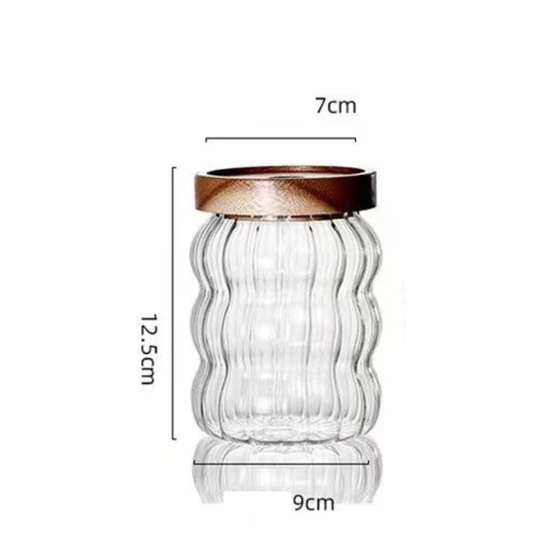 3-Piece high-quality Borosilicate Glass Kitchen Canister Set – With Wooden Lids