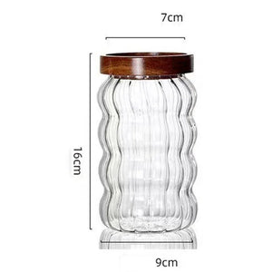 3-Piece high-quality Borosilicate Glass Kitchen Canister Set – With Wooden Lids