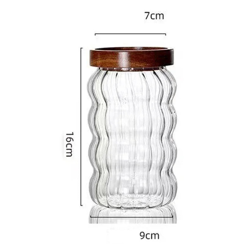 3-Piece high-quality Borosilicate Glass Kitchen Canister Set – With Wooden Lids