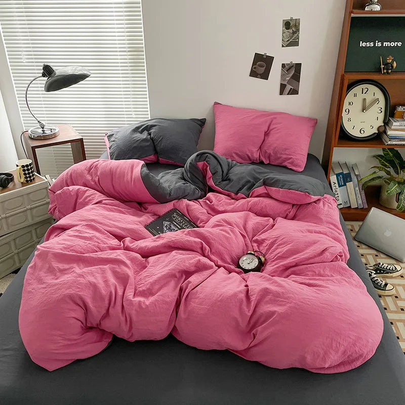 Luxury 100% Pure Linen-Cotton Twill Bed Sheet Set with Duvet Cover & Pillowcases – Soft, Durable, Breathable WHIMSICAL HOME OF CREATIONS