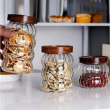 3-Piece high-quality Borosilicate Glass Kitchen Canister Set – With Wooden Lids