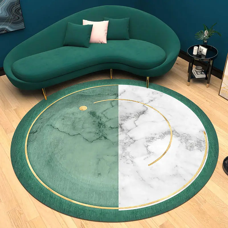 Simple Retro Nordic Round Luxury Rug – Bright Green Hues