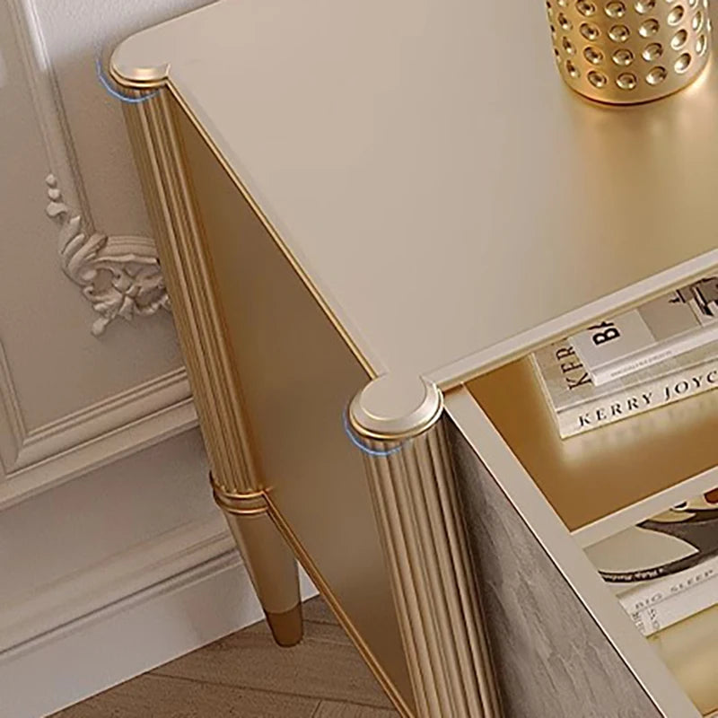 Hollywood Regency Art Deco Revival Nightstand – Luxe Satin Lacquer Finish with Gold Ribbon Bow Handles