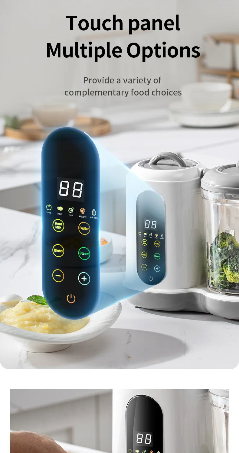 Multi-Functional Baby Food Maker – Steamer, Puree Blender & Milk Warmer with Temperature Display WHIMSICAL HOME OF CREATIONS