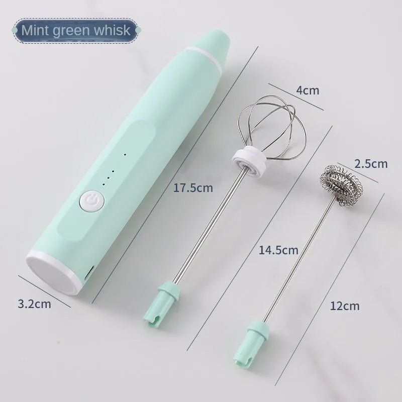3-Speed USB Electric Milk Frother & Egg Beater – Dual Head | Mint Green, Pink, Black WHIMSICAL HOME OF CREATIONS