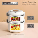 Large Capacity Thermal Insulated Lunch Box – Stackable Bento Container with Hidden Cutlery Microwave Safe