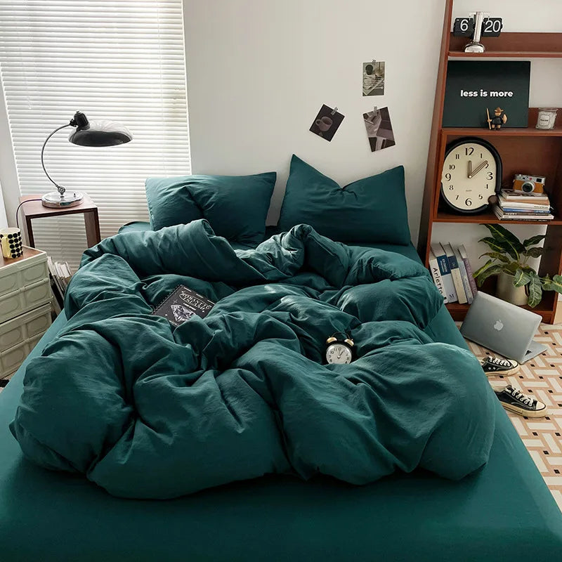 Luxury 100% Pure Linen-Cotton Twill Bed Sheet Set with Duvet Cover & Pillowcases – Soft, Durable, Breathable WHIMSICAL HOME OF CREATIONS