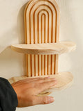 Geometric Wall Mounted Wooden  Shelves Natural Wood Finish