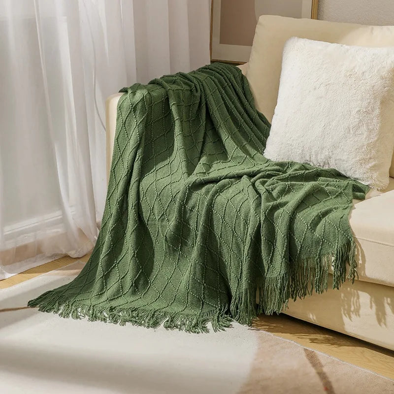 Bohemian/ Country Knitted Weave Blanket Throw –in various colors and sizes