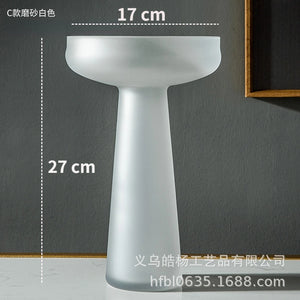 Luxury Frosted Glass Hydroponic Vase – Coffee & Frosted Elegance
