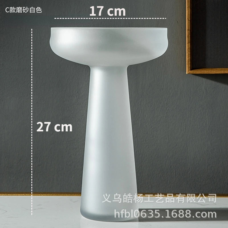 Luxury Frosted Glass Hydroponic Vase – Coffee & Frosted Elegance