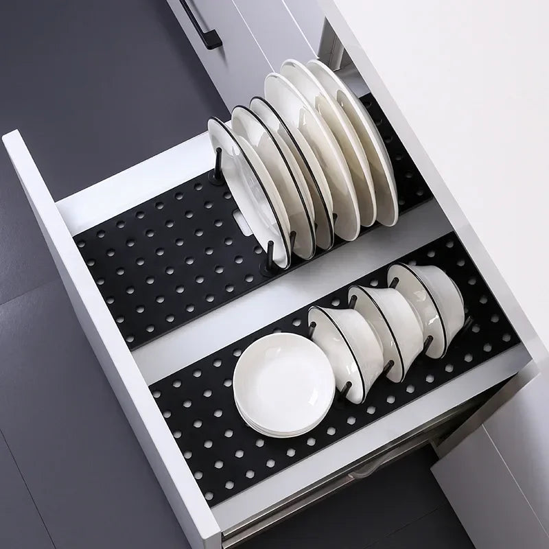 Adjustable Telescopic Dish Drying Rack Pegboard