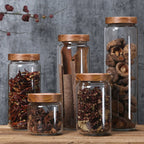 Moderne Retro Glasblikkieset met Lugdigte Houtdeksels
