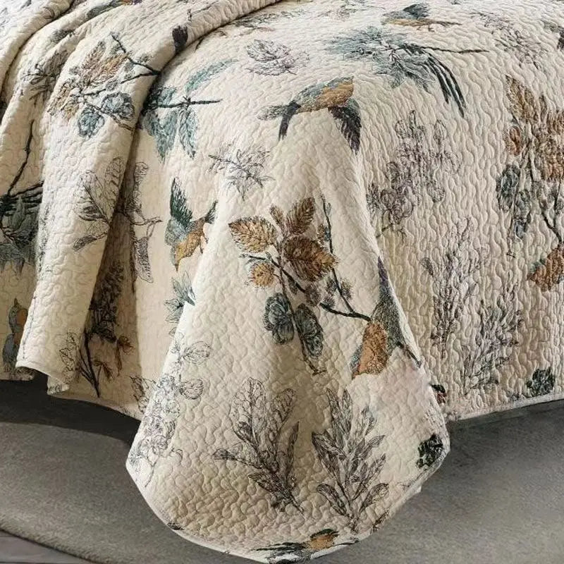 Luxury 500TC Pure Egyptian Cotton Boho Vintage Floral Reversible Bedcover Quilt Set – 3-Piece King & Queen Fit WHIMSICAL HOME OF CREATIONS