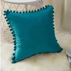 Velvet Cushioncover pillowslip with Ball Soft Decorative Cushion Home Decor for Sofa Set