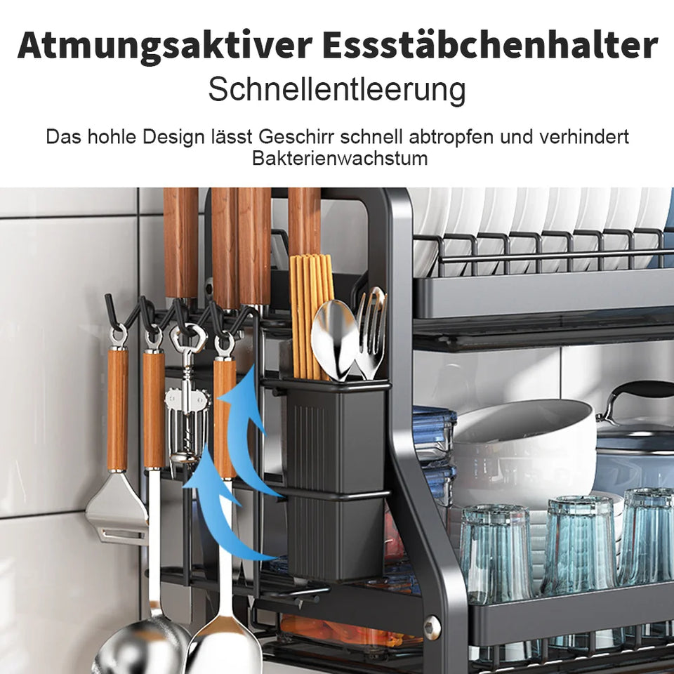 High Quality Dish Drying Rack 2/3-Tier Carbon Steel Kitchen Dish Rack Drainboard Set Dish Drainer