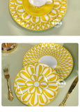 Elegant Bone China Dinnerware Set in Diamond Pattern – Sunshine Yellow