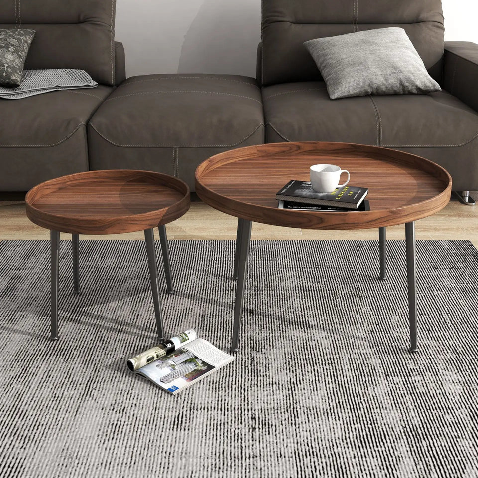 Wooden Modern Round Luxury Center Table Furniture with Mini End Table