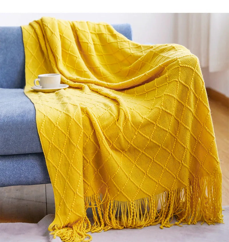 Bohemian/ Country Knitted Weave Blanket Throw –in various colors and sizes