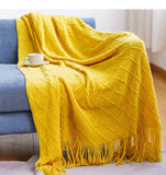 Bohemian/ Country Knitted Weave Blanket Throw –in various colors and sizes