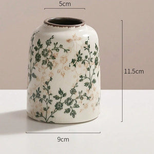 Ice Crackle Ceramic Vases – Vintage-Inspired with Green Accents