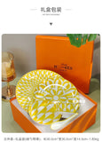 Elegant Bone China Dinnerware Set in Diamond Pattern – Sunshine Yellow