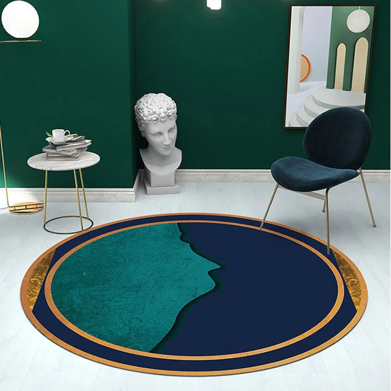 Simple Retro Nordic Round Luxury Rug – Bright Green Hues