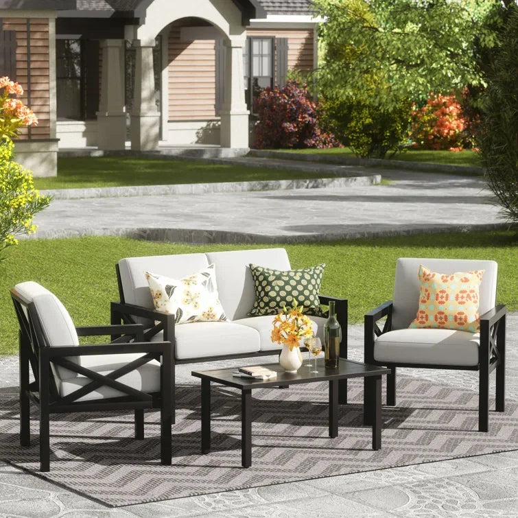 Luxury Hamptons Style Outdoor Crossback 4-Piece Patio Set – Timeless Elegance with Premium Comfort & Durability