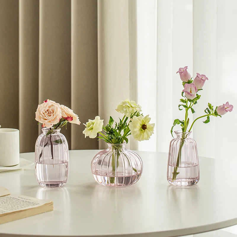 Modern Retro/ Vintage Mini Vases – Transparent & Colourful