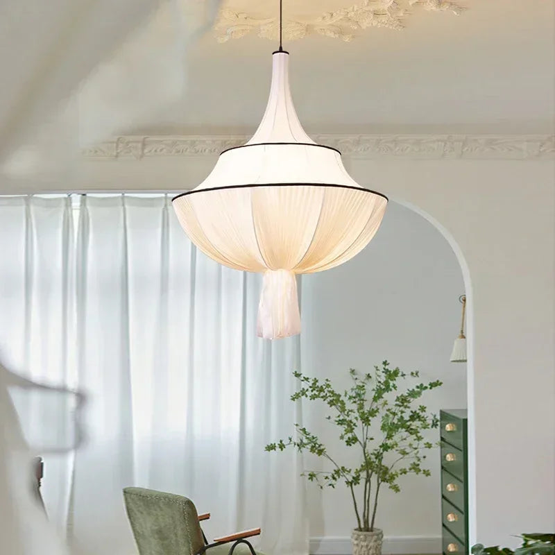 60 cm Luxury Vintage European Fabric Pendant Chandelier – 18th-Century Inspired Statement Lighting for Dining & Living Rooms