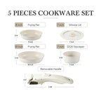 5-Piece Non-Stick Cookware Set Aluminum Alloy Pots and Pans with Lids White-1