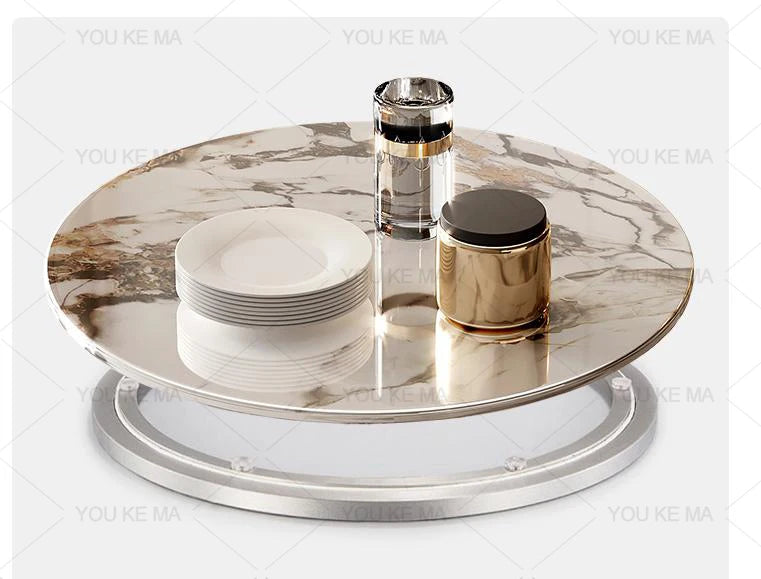 Luxury Round Marble Dining Table with Gold Frame 6-10 people