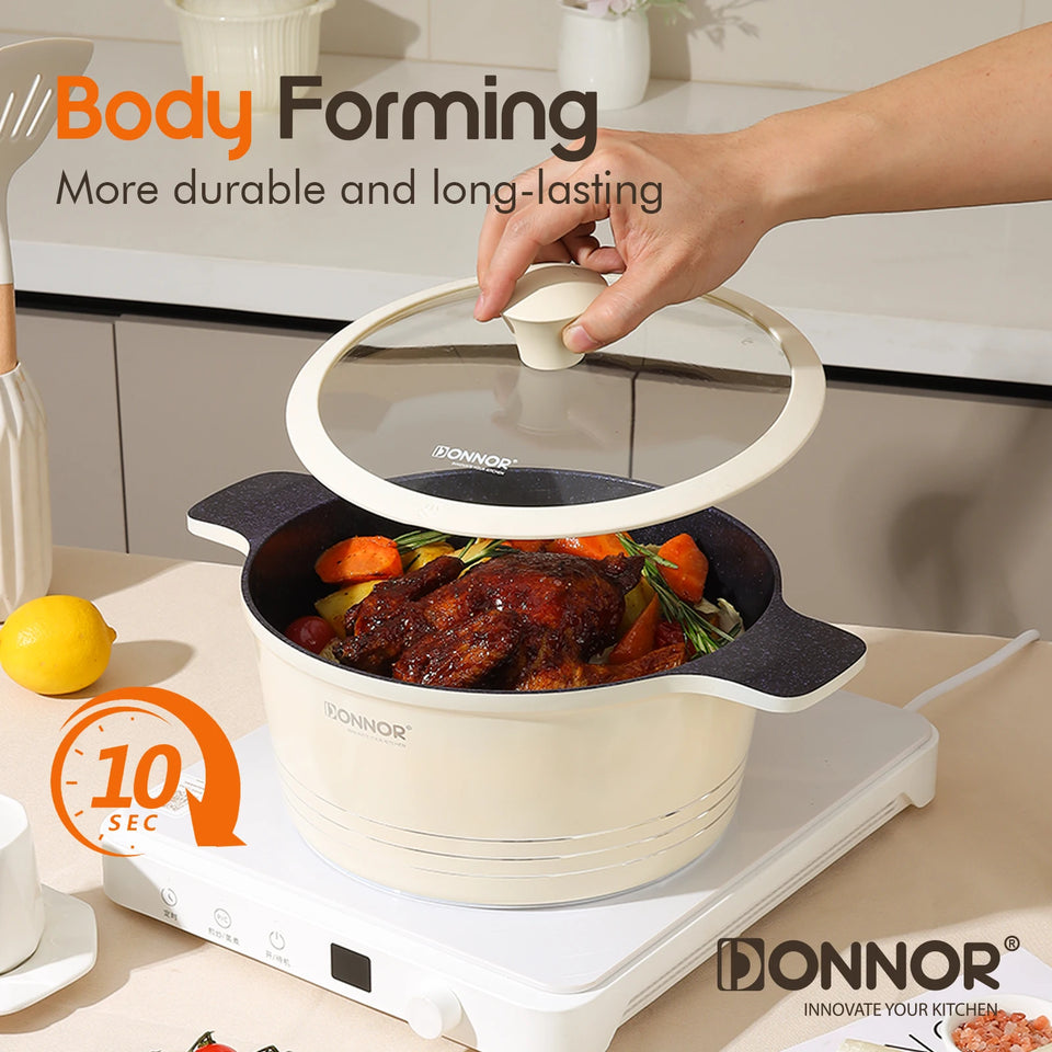 15-Piece Granite-Coated Ceramic Cookware Set – White, Purple, or Dark Grey PFAS, PFOA, and PTFE Free