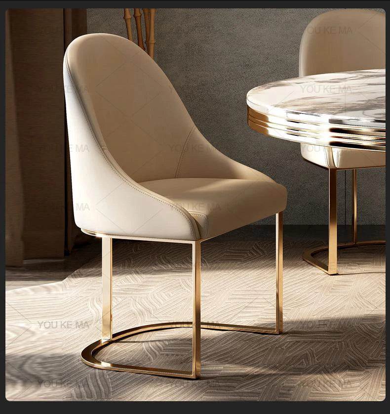 Luxury Round Marble Dining Table with Gold Frame 6-10 people