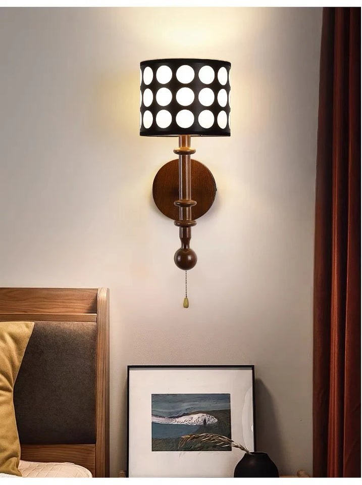 Luxury Mid-Century Art Deco Fabric Wall Sconce – Black & White Elegance