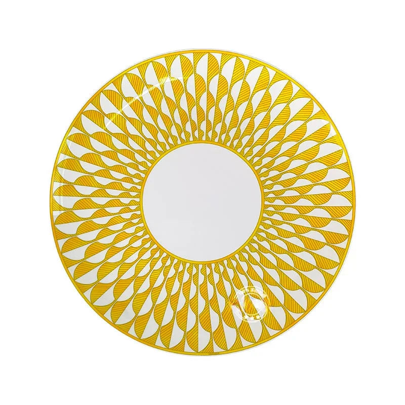 Elegant Bone China Dinnerware Set in Diamond Pattern – Sunshine Yellow