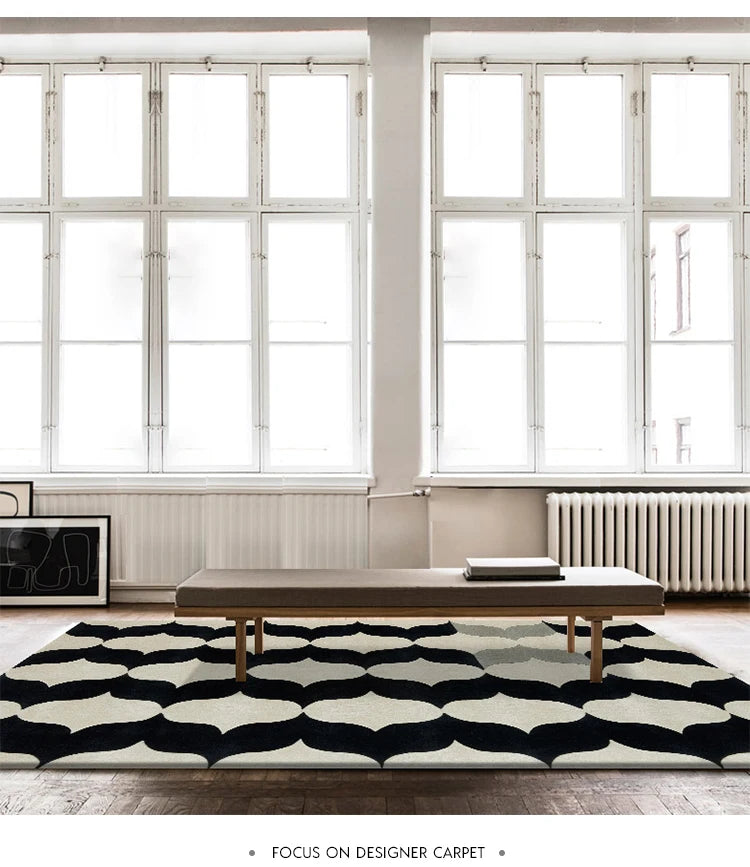 French Retro Art Deco Minimalist Plush Area Rug