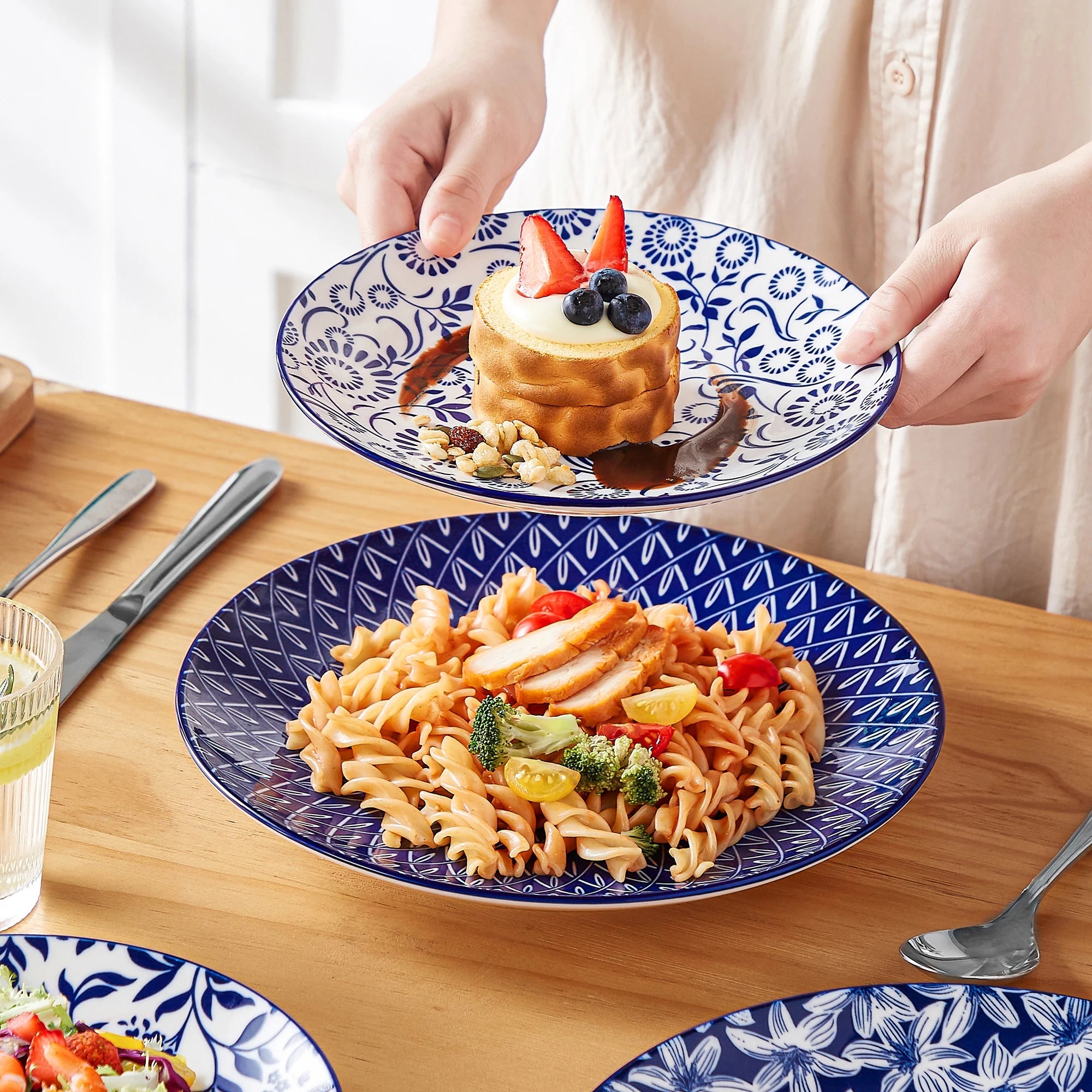 Elegant Blue & White Porcelain Dinnerware Set – Multiple Sizes Available WHIMSICAL HOME OF CREATIONS