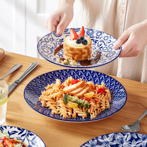 Elegant Blue & White Porcelain Dinnerware Set – Multiple Sizes Available
