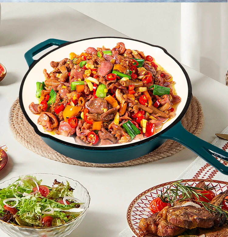 7-Piece High-Grade Cast Iron Non-Stick Cookware Set – French Retro Elegance