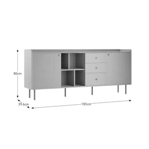 Extra Wide Retro Ribbed Sideboard with Gold Accents